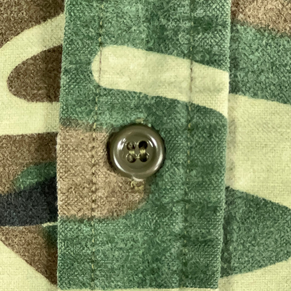 Vintage Camouflage Shirt Adult LARGE Green Brown Woodland Flannel Arctic 80s - Picture 6 of 11